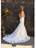 Ivory Buttons Back Lace Tulle Elegant Wedding Dress